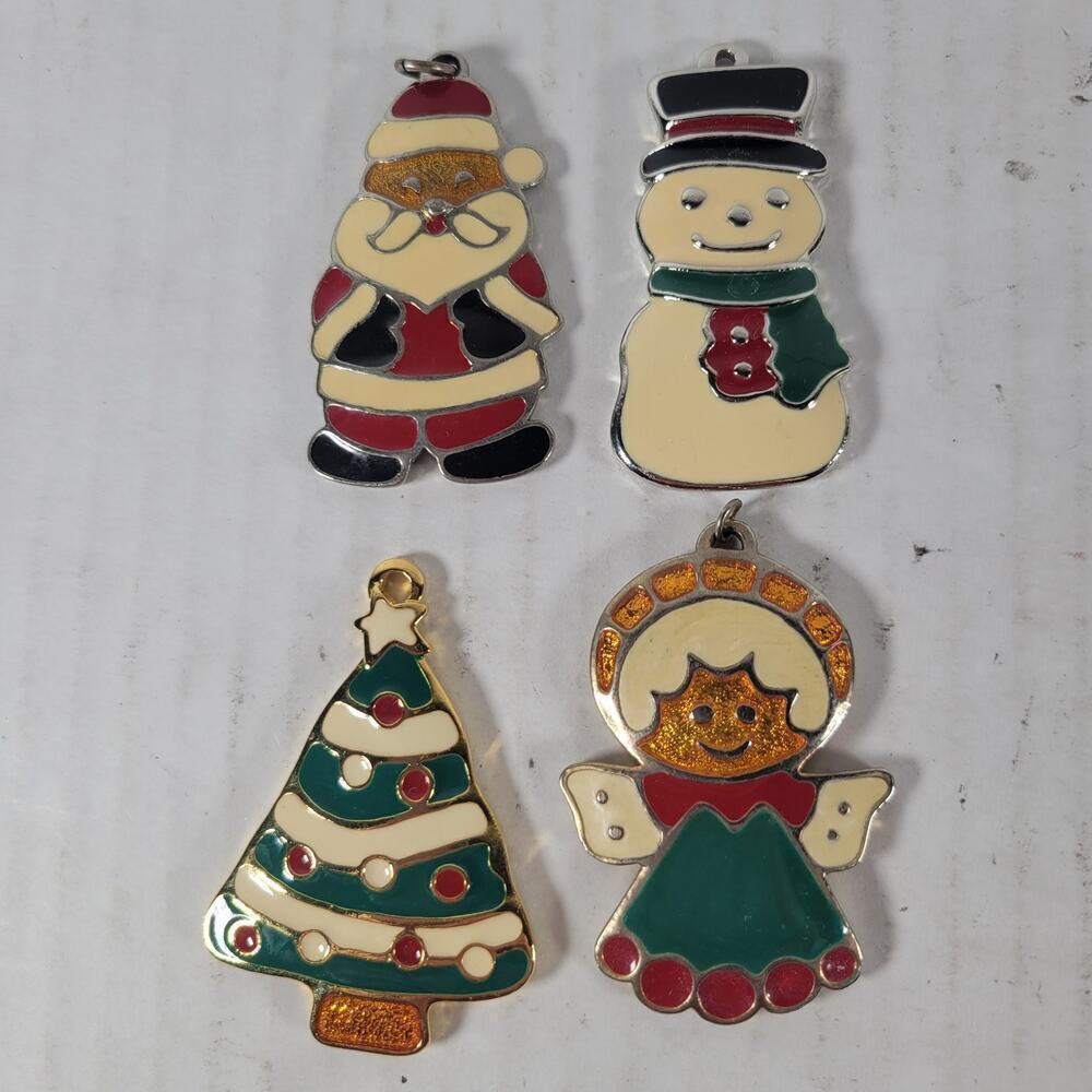Lot 4 Wallace Silversmiths Ornaments Charms Christmas Tree Snowman Santa Angel